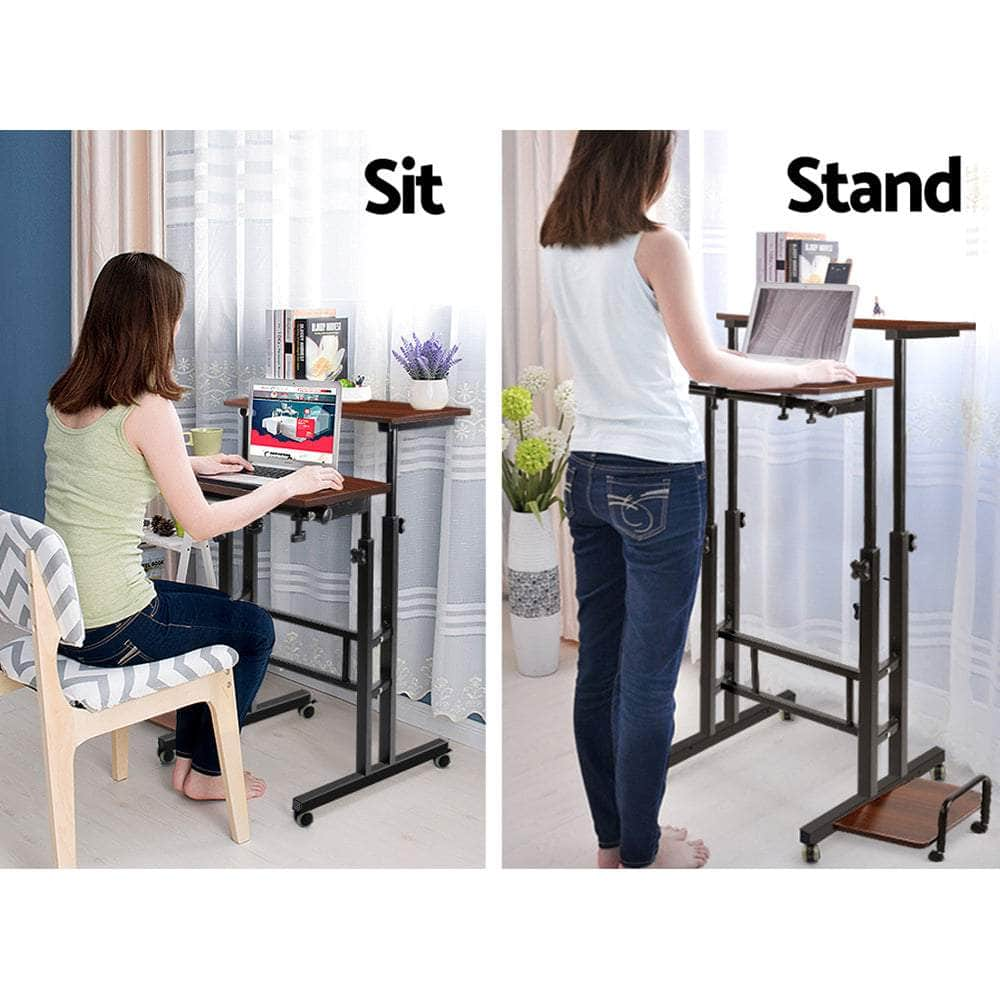 Laptop Desk Table Adjustable Dark Wood 80Cm