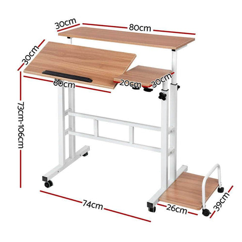 Laptop Desk Table Adjustable Light Wood 80Cm