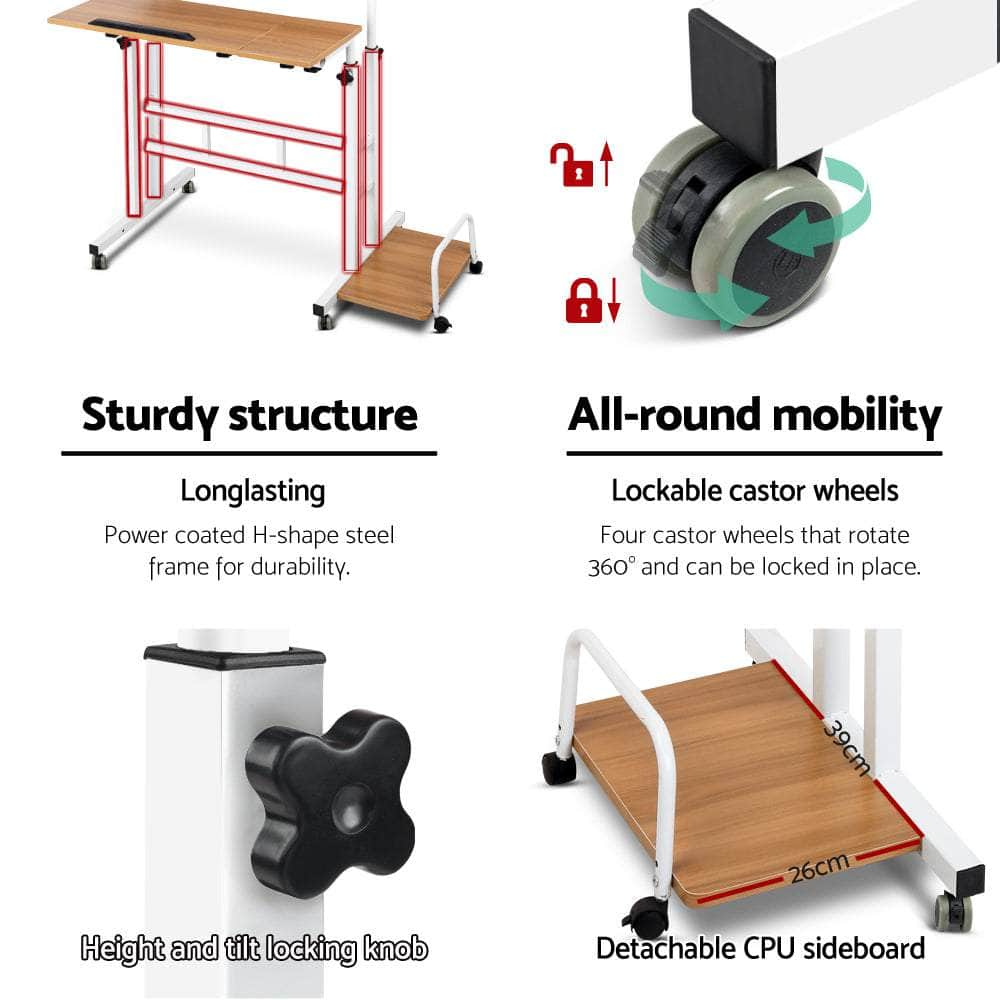 Laptop Desk Table Adjustable Light Wood 80Cm