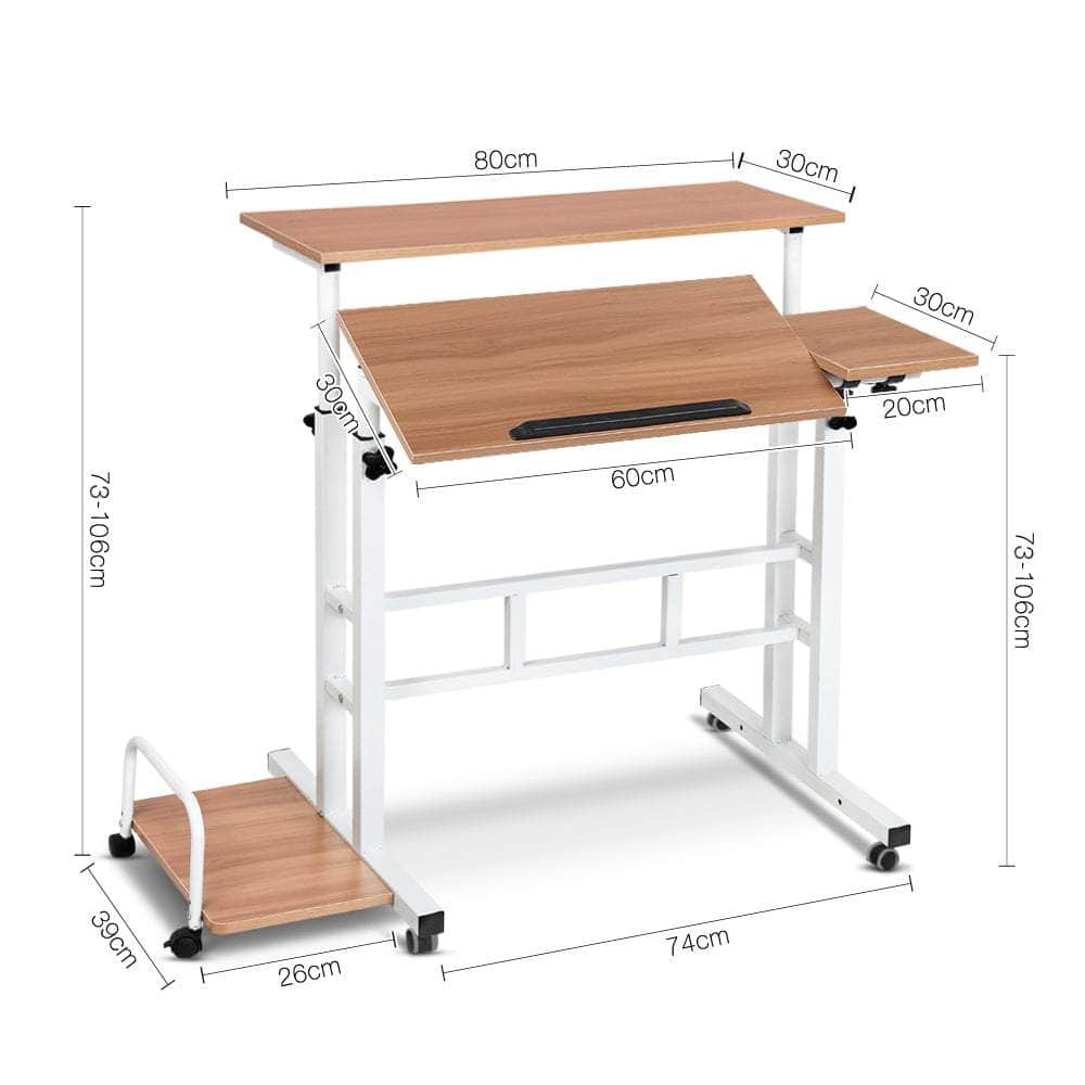 Laptop Desk Table Adjustable Light Wood 80Cm