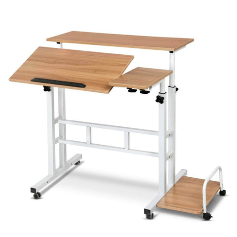 Laptop Desk Table Adjustable Light Wood 80Cm