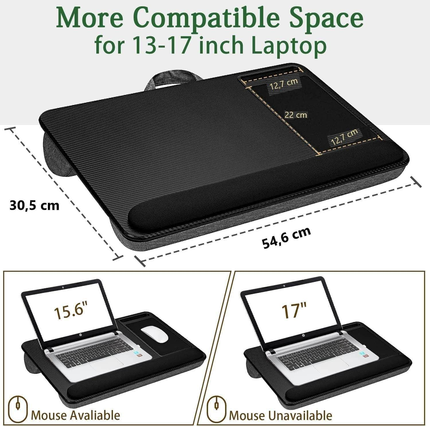 Laptop Desk With Device Ledge, Mouse Pad And Phone Holder (Black, 40Cm)