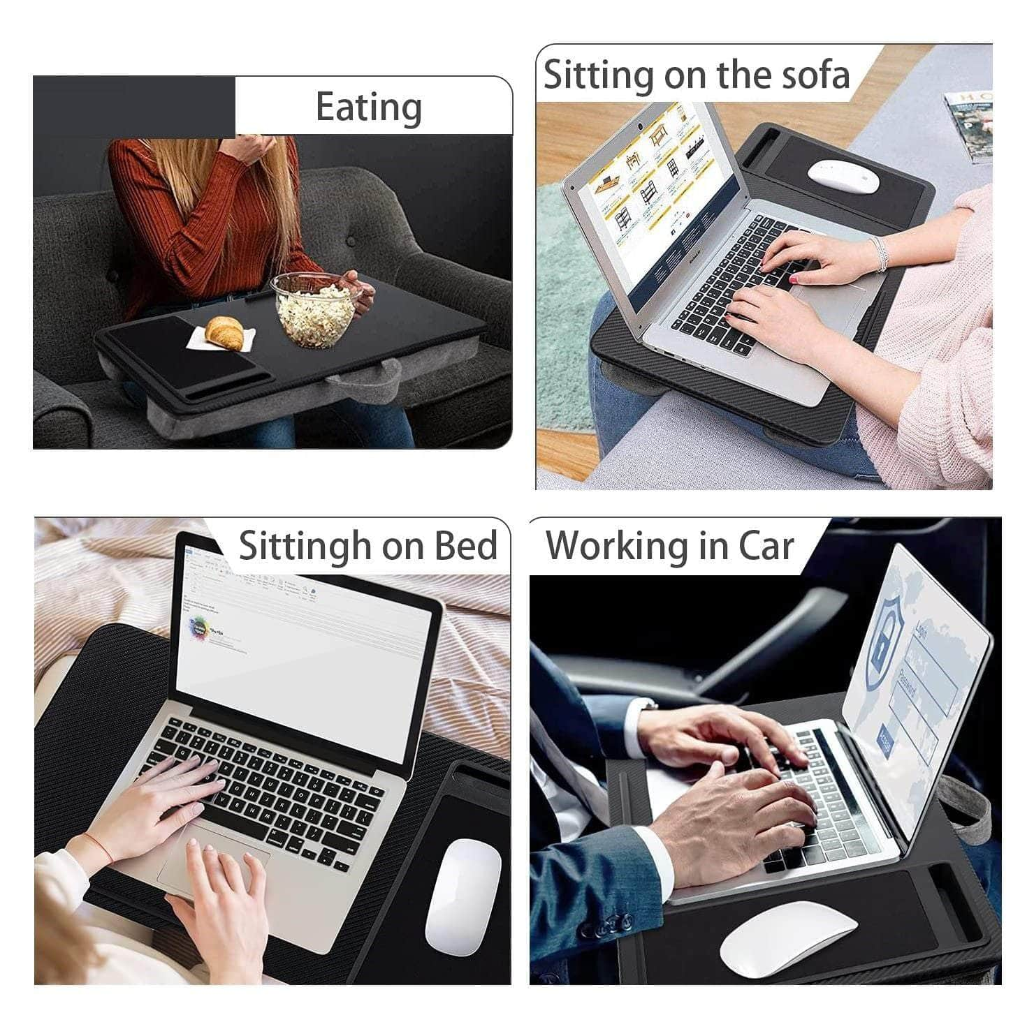 Laptop Desk With Device Ledge, Mouse Pad And Phone Holder (Black, 40Cm)