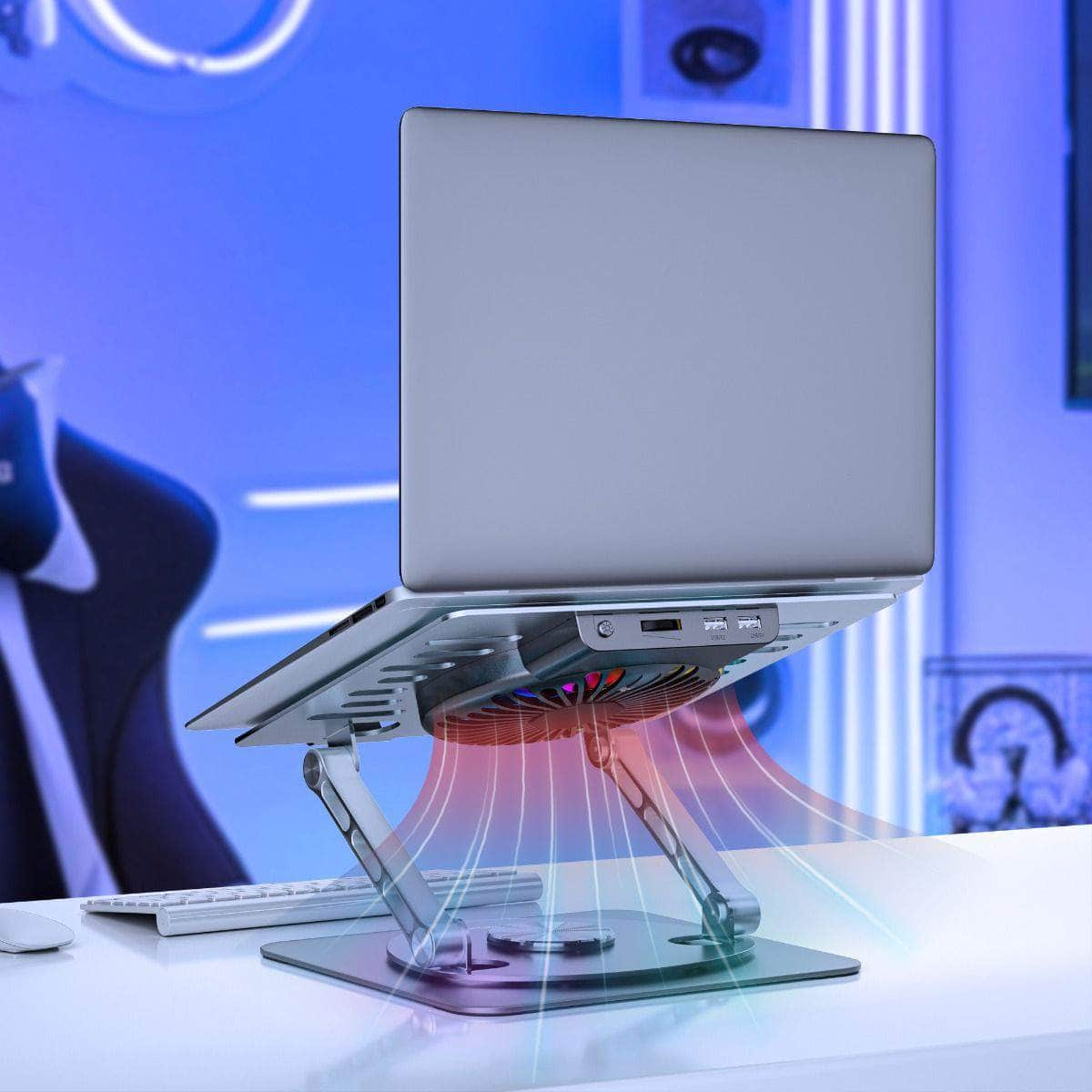 Laptop Stand with RGB Cooling Fan and USB Ports