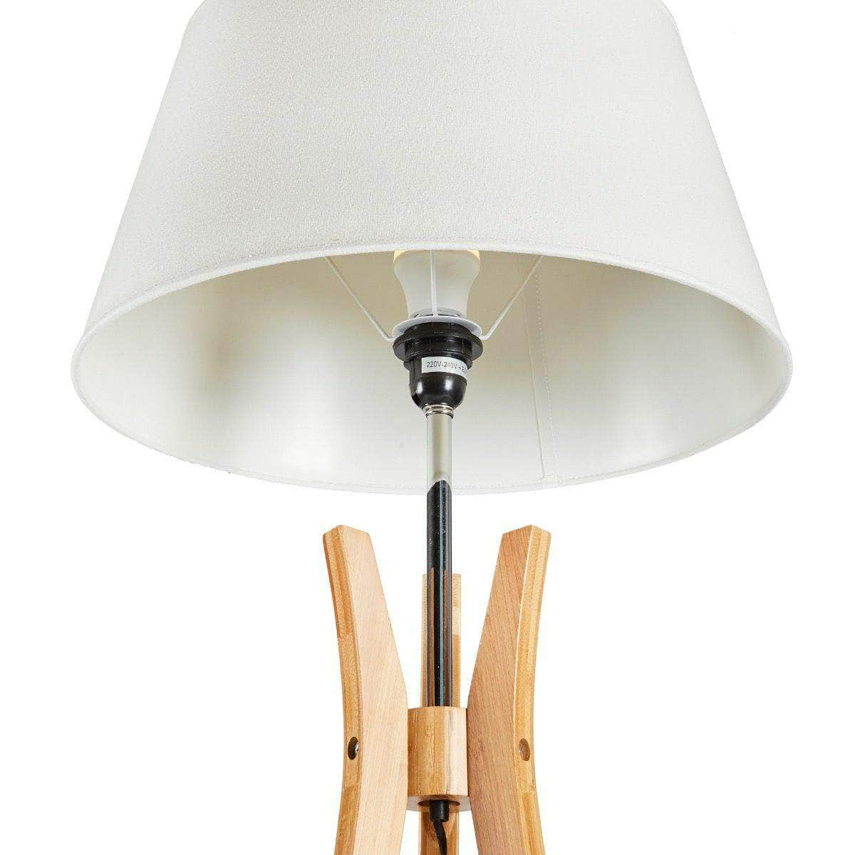 Large Bamboo Tripod Floor Lamp - Linen Shade