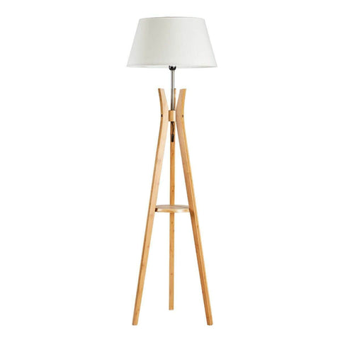 Large Bamboo Tripod Floor Lamp - Linen Shade