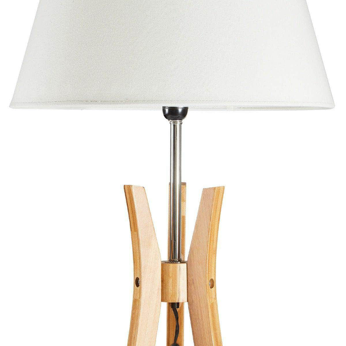 Large Bamboo Tripod Floor Lamp - Linen Shade