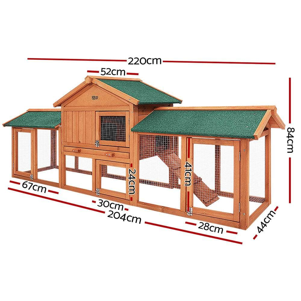 Large Chicken Coop Rabbit Hutch 220X44X84Cm Outdoor Cage