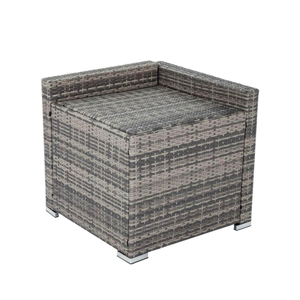 Large Modular Outdoor Ottoman Lounge Set In Grey