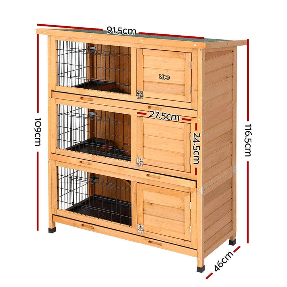 Large Rabbit Hutch 91.5X46X116.5Cm Chicken Coop Wooden Outdoor Cage