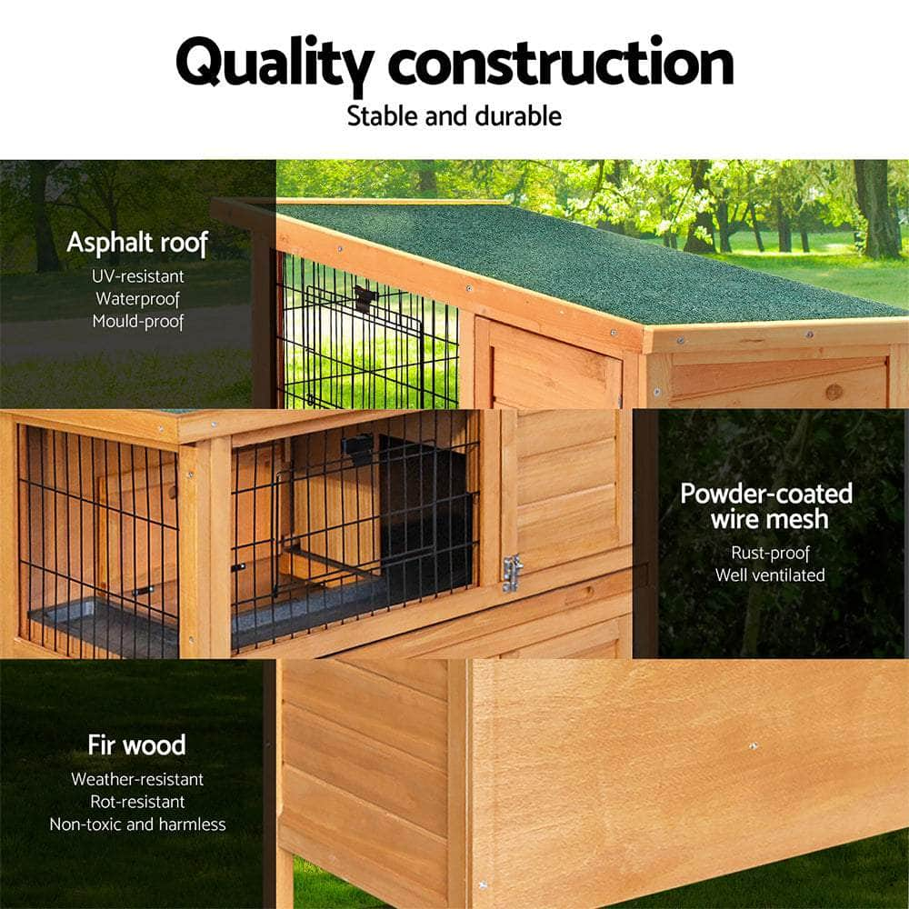 Large Rabbit Hutch 91.5X46X116.5Cm Chicken Coop Wooden Outdoor Cage