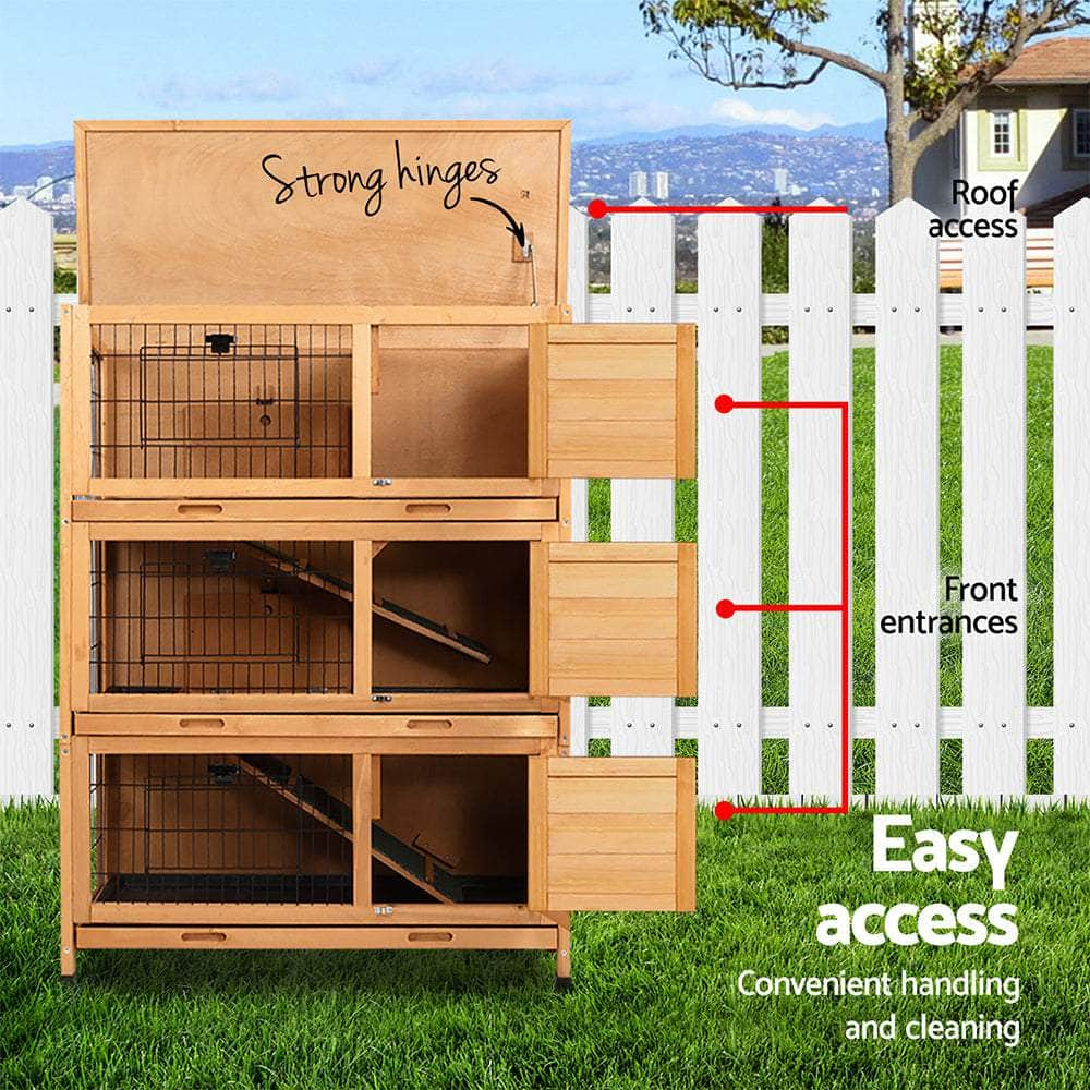 Large Rabbit Hutch 91.5X46X116.5Cm Chicken Coop Wooden Outdoor Cage