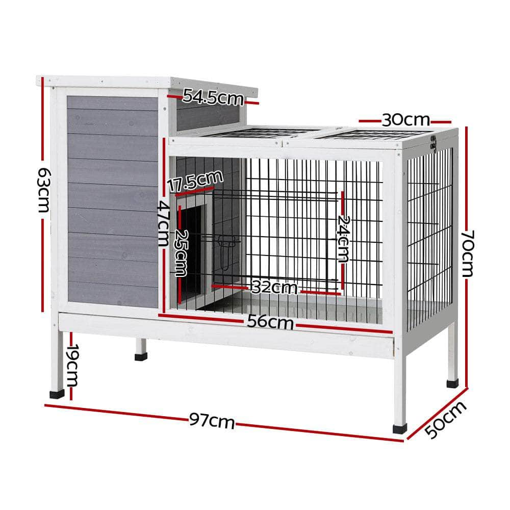 Large Rabbit Hutch 97X49X86Cm Chicken Coop Wooden Cage