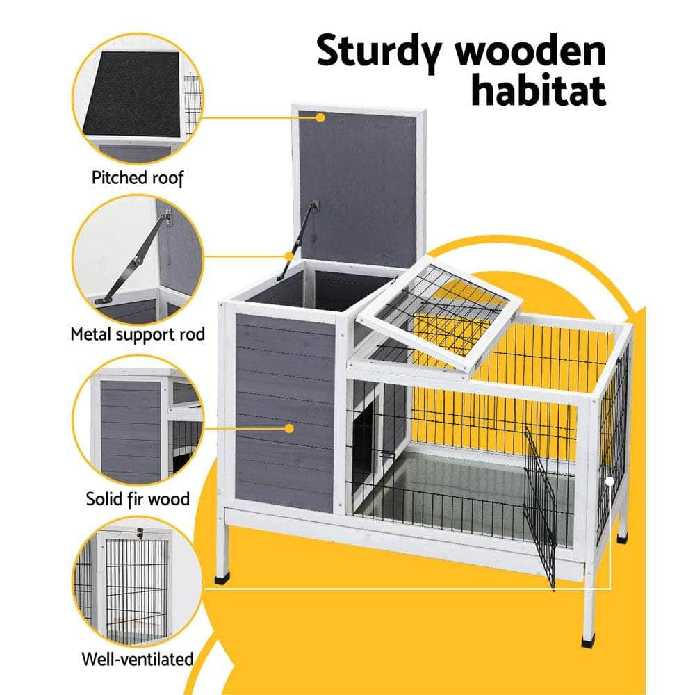 Large Rabbit Hutch 97X49X86Cm Chicken Coop Wooden Cage