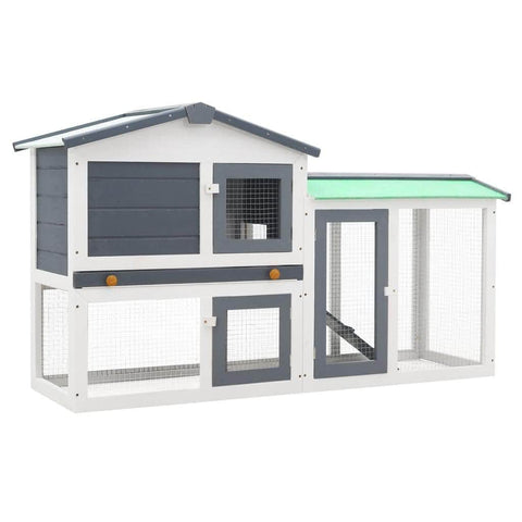 Large Rabbit Hutch Grey and White