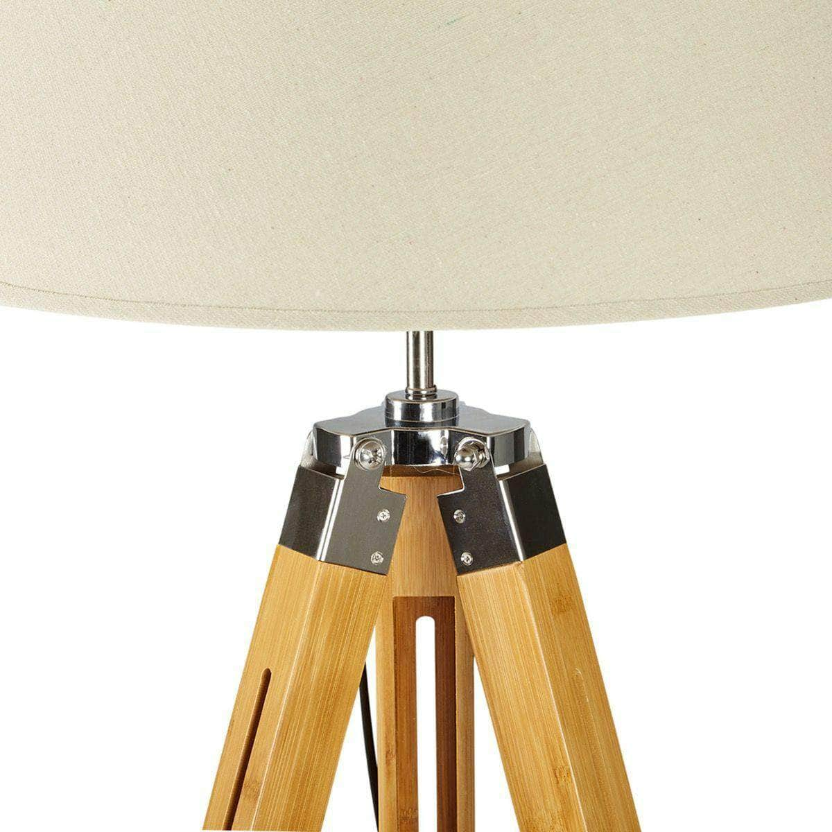 Large Tripod Floor Lamp - Linen Shade/ Retro Vintage