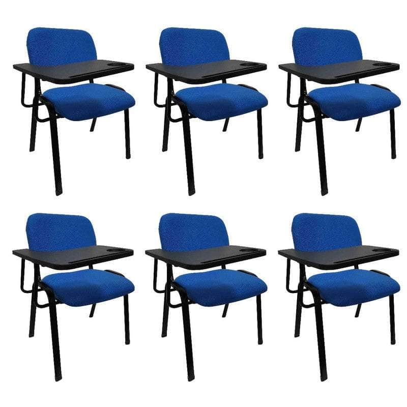 Lecture Chair with Table Top for Classroom Lecture Training 6 Pcs-Blue