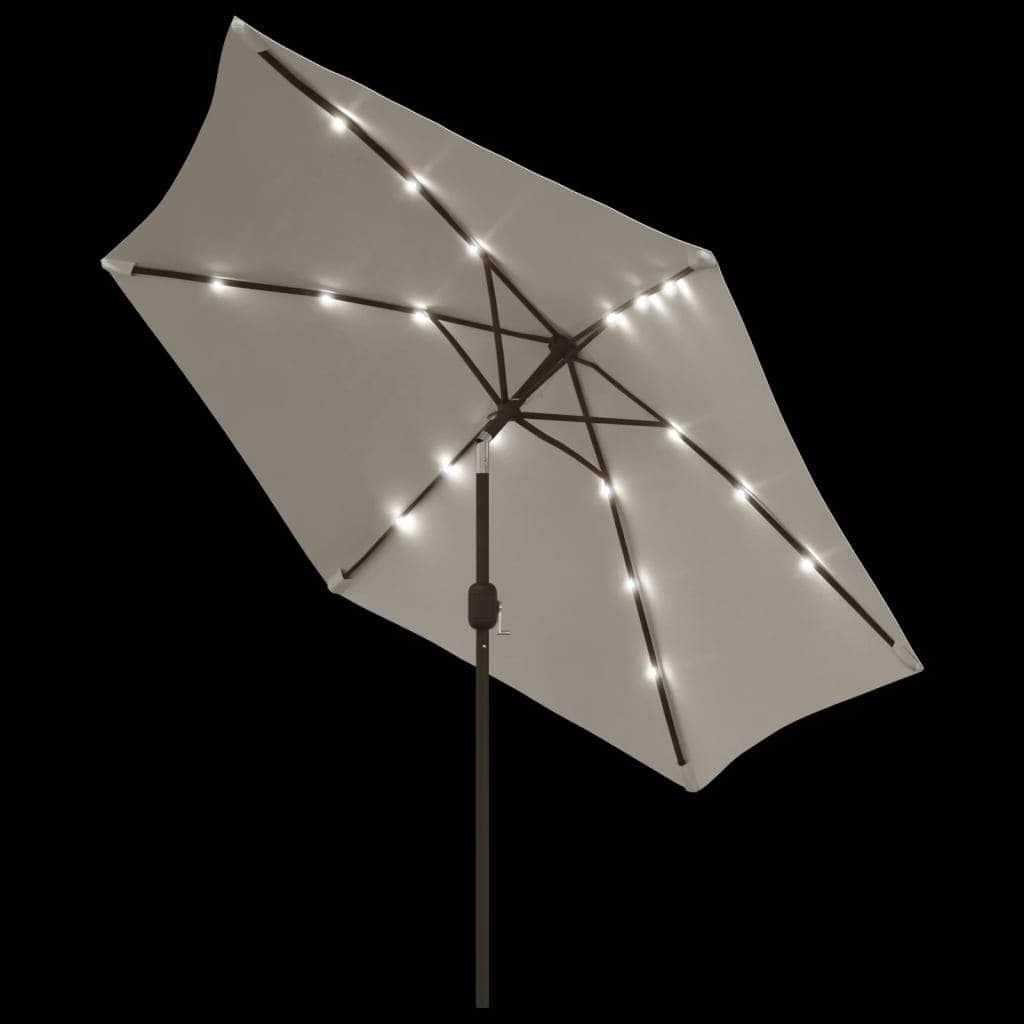 LED Cantilever Umbrella 3 m Sand White