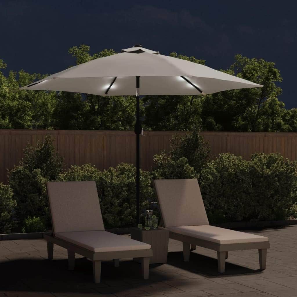 LED Cantilever Umbrella 3 m Sand White