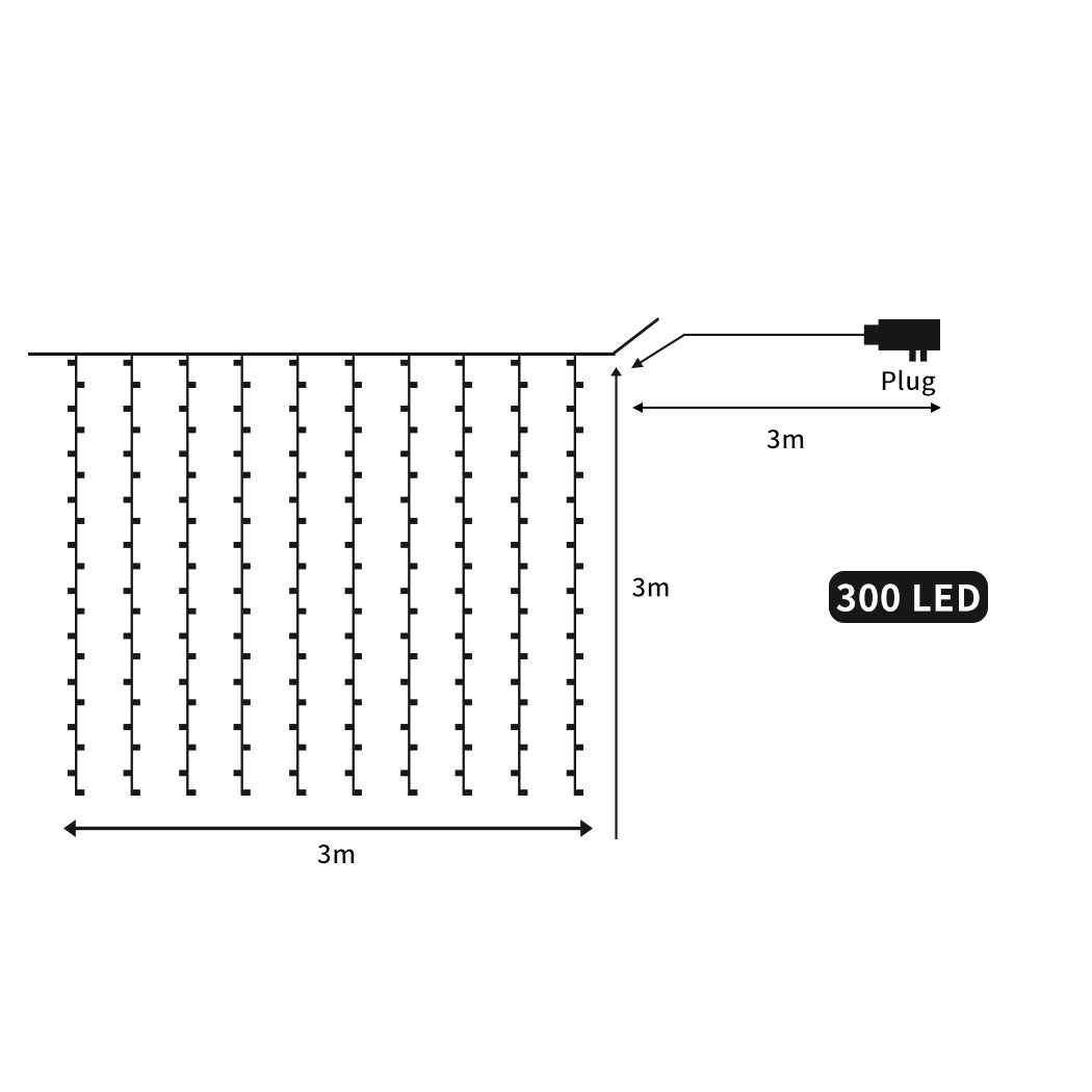 LED Curtain Fairy Lights Wedding 3*3m Cool White 3x3 Meter