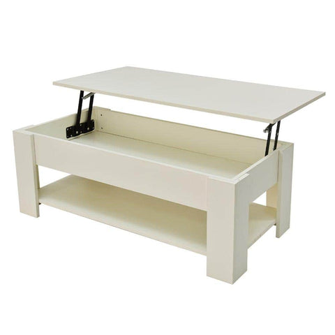 Lift Up Coffee Table With Storage-White