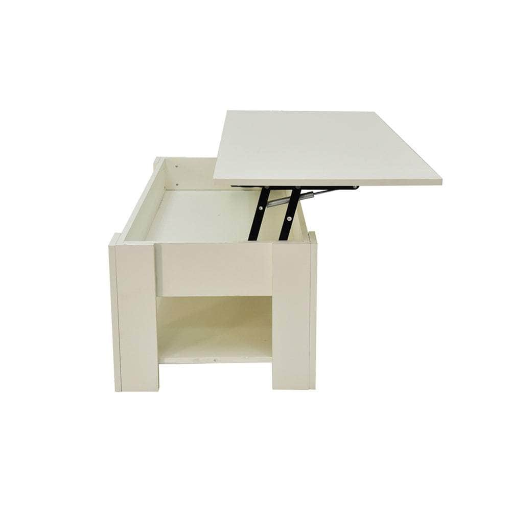 Lift Up Coffee Table With Storage-White