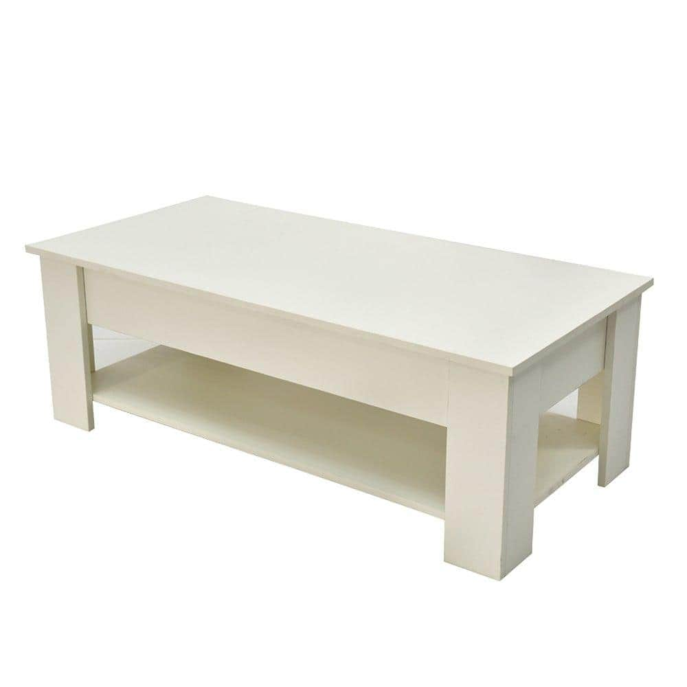 Lift Up Coffee Table With Storage-White