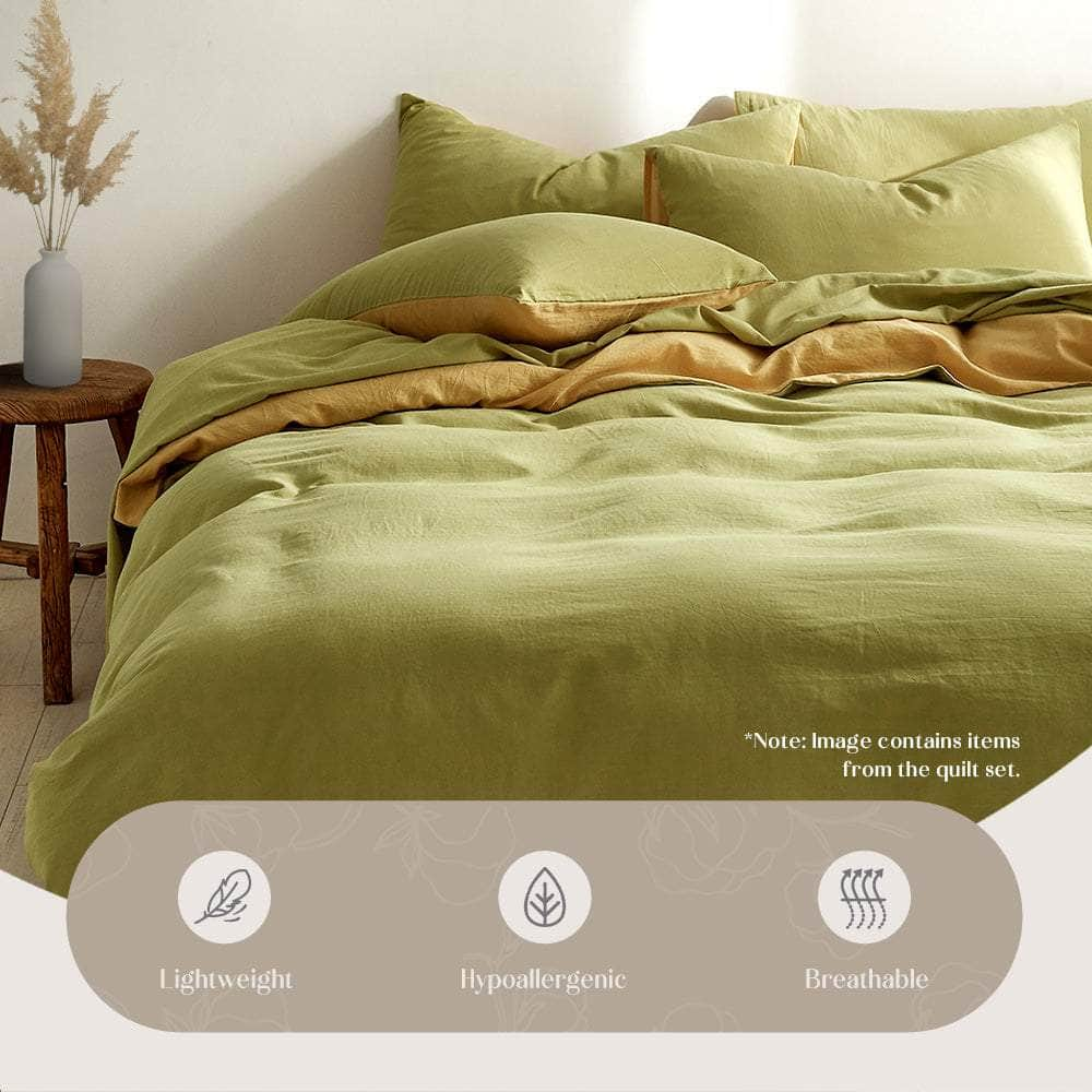 Lightweight Duvet Cover Quilt Set Flat Cover Pillow Case Inspired Yellow Single