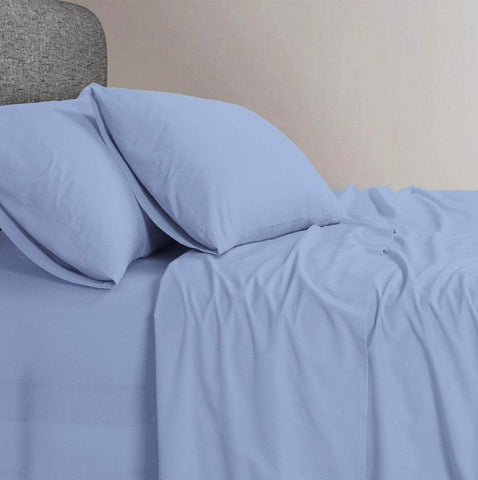 Linen 1200Tc Organic Cotton Sky Blue King Bed Sheet Set