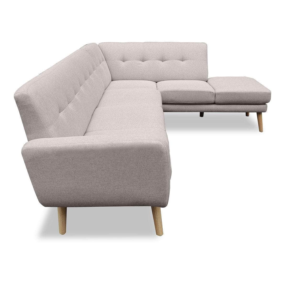 Linen Corner Wooden Sofa Lounge L-shaped with Left Chaise Light Grey