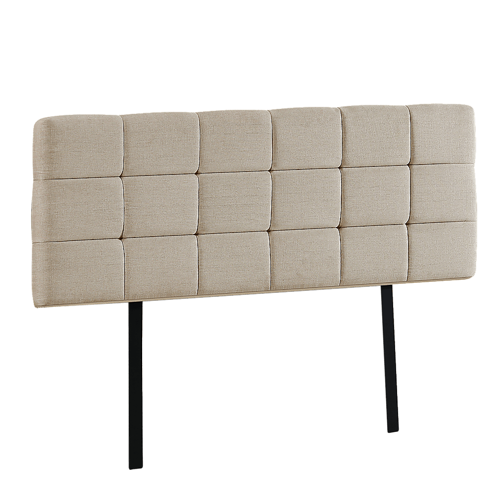 Linen Fabric Queen Bed Deluxe Headboard Bedhead - Beige