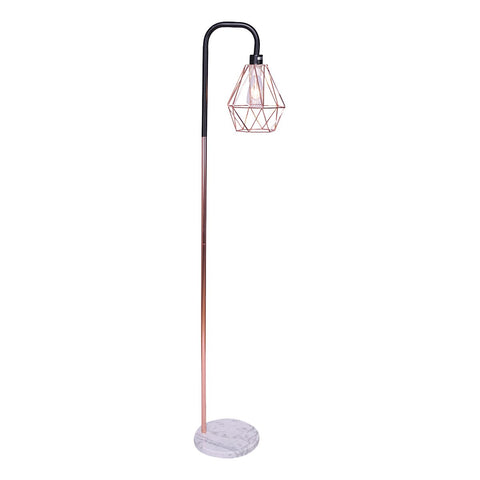 Rose Gold Floor Lamp with Geometric Shade