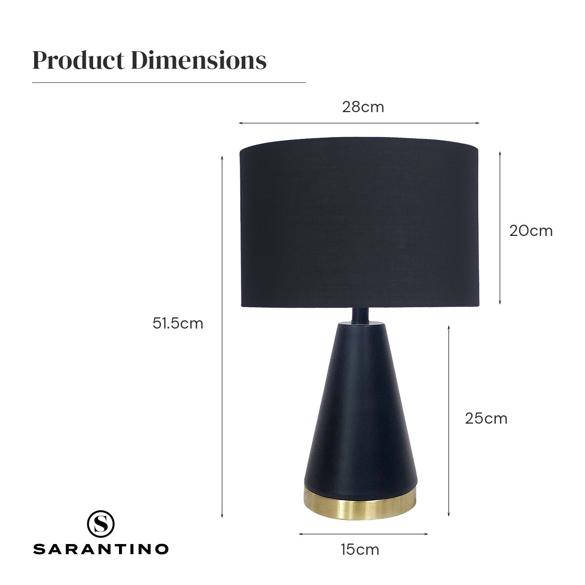 Metal Table Lamp in Black and Gold