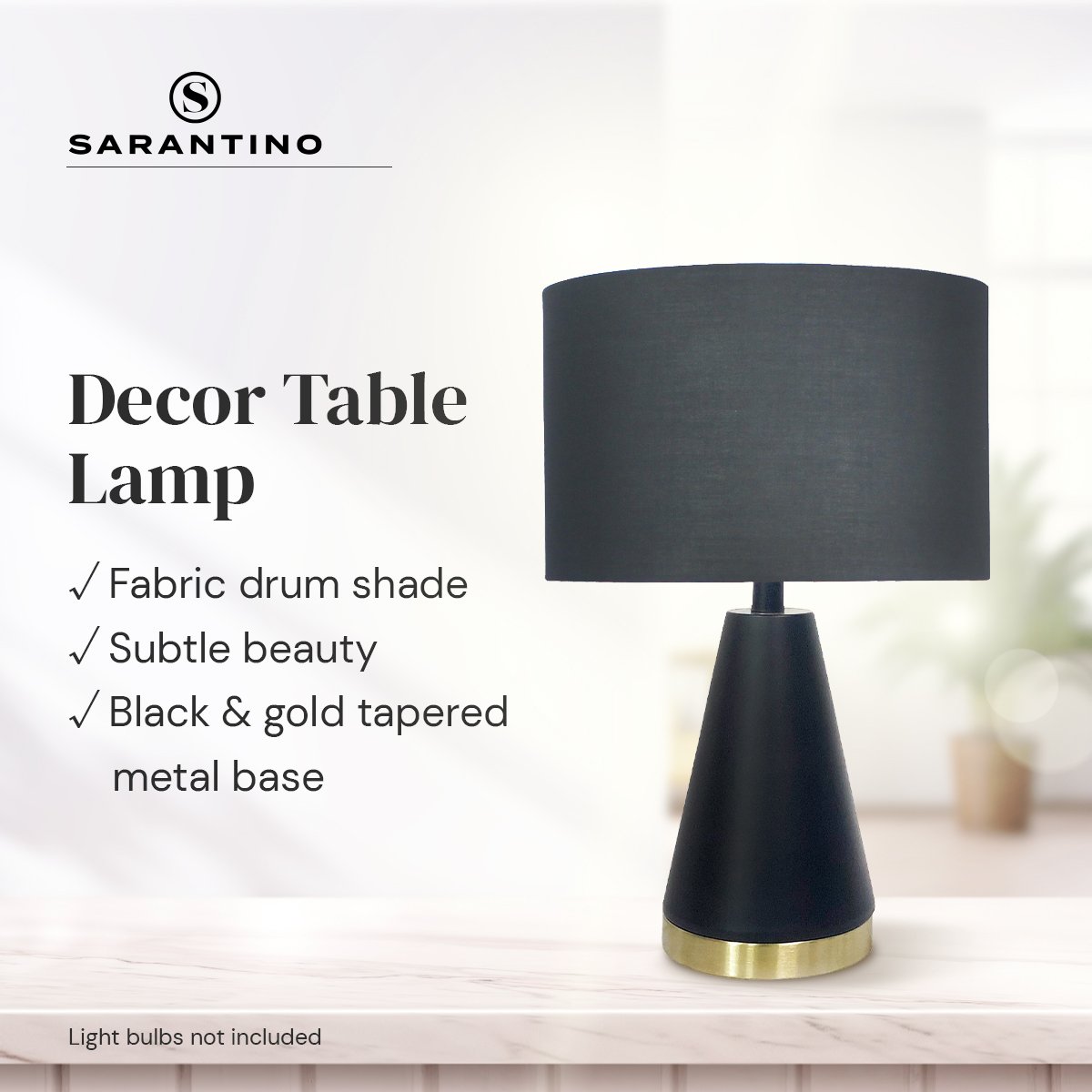 Metal Table Lamp in Black and Gold