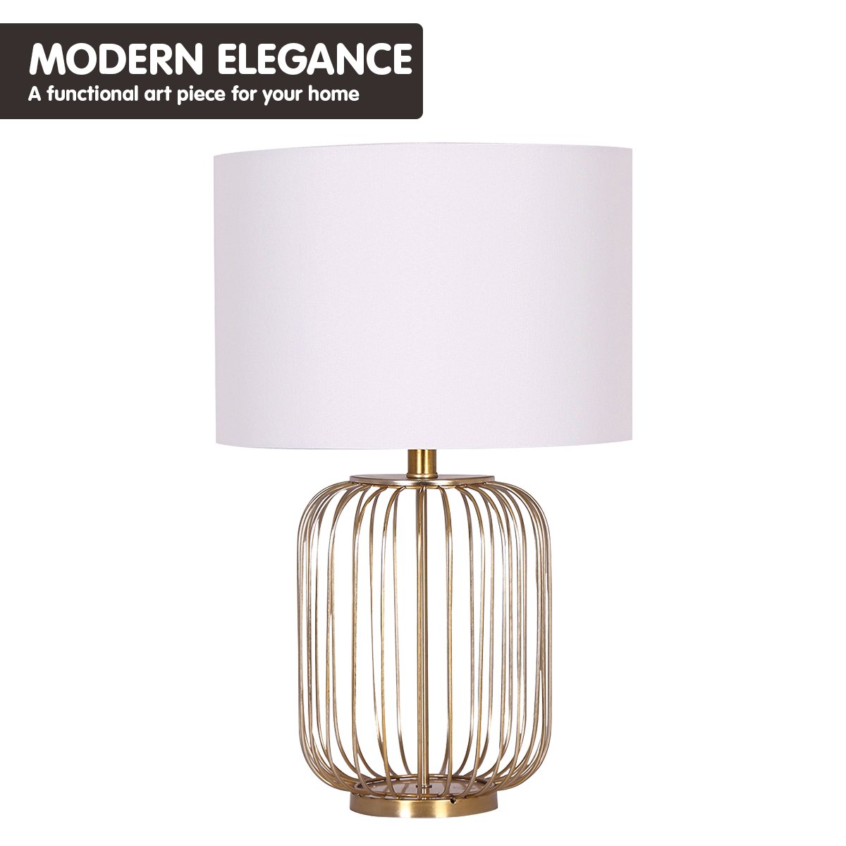 Rose Gold Table Lamp with Linen Drum Shade