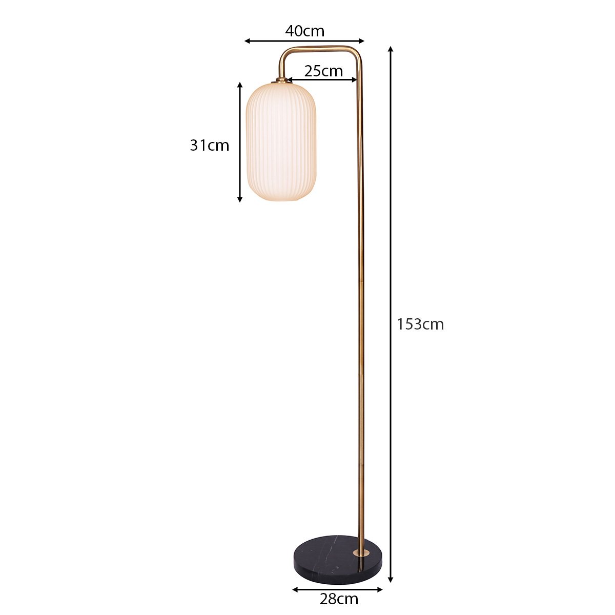 Metal Floor Lamp With Opal Glass Shade