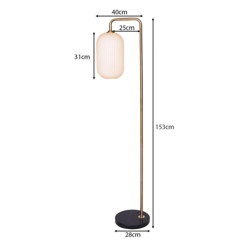 Metal Floor Lamp With Opal Glass Shade