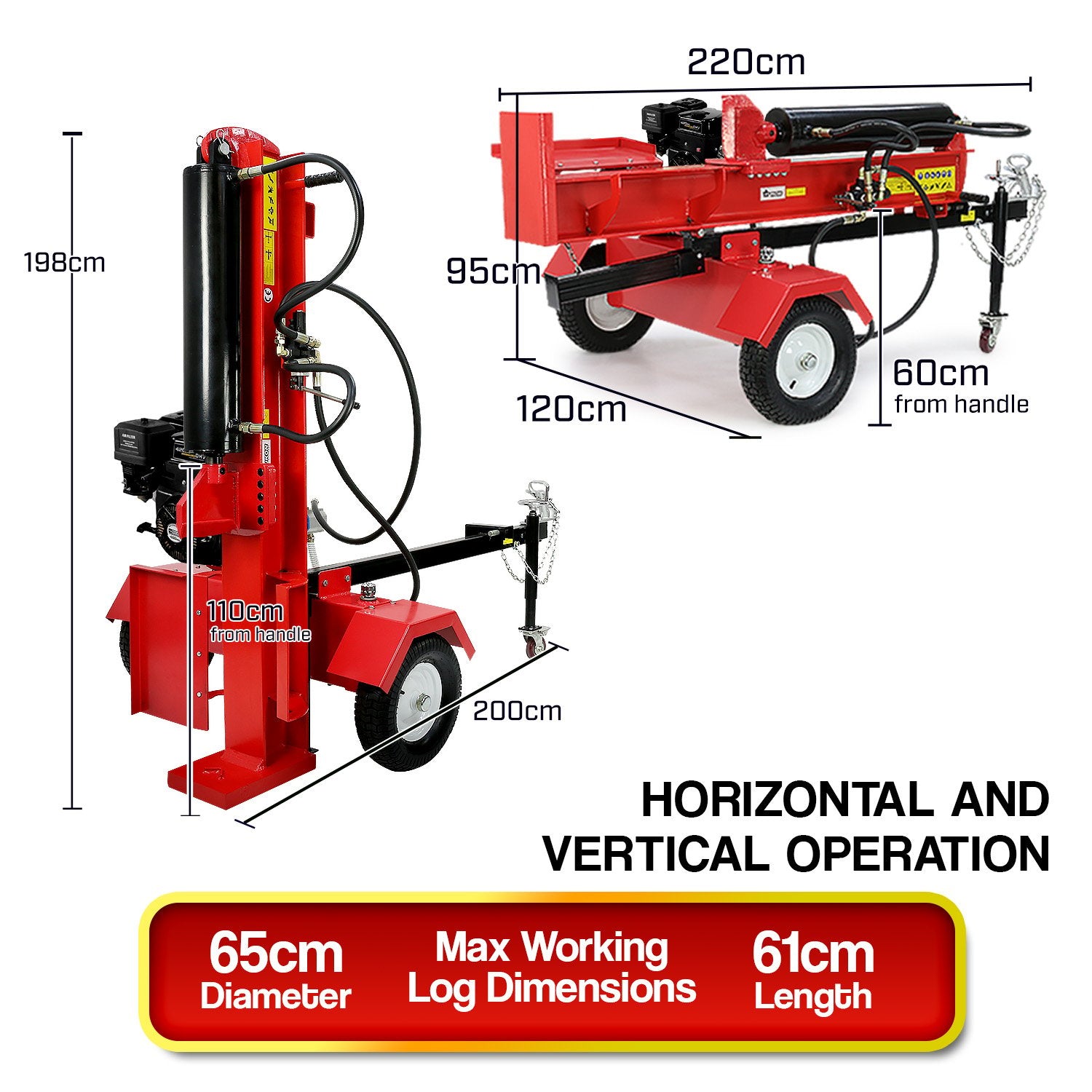 Petrol Log Splitter 60Ton