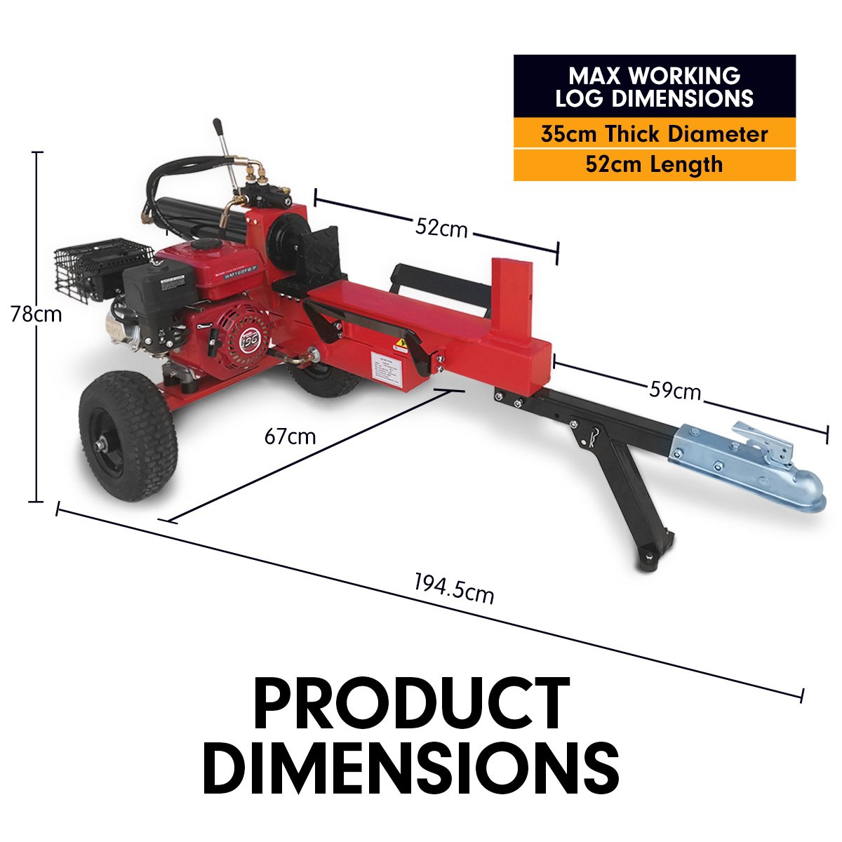 Petrol Log Splitter Wood Cutter - 20Ton