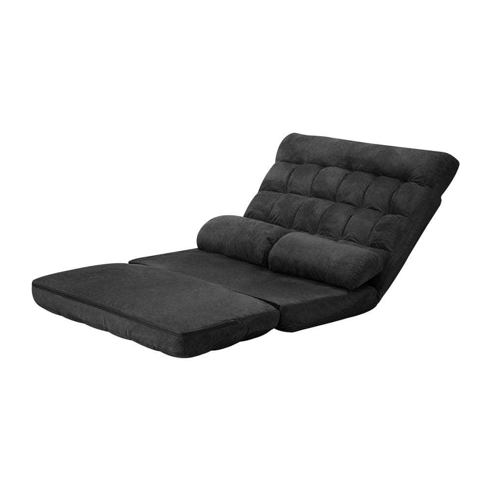 Lounge Sofa Bed Floor Recliner 2 seater Folding Charcoal