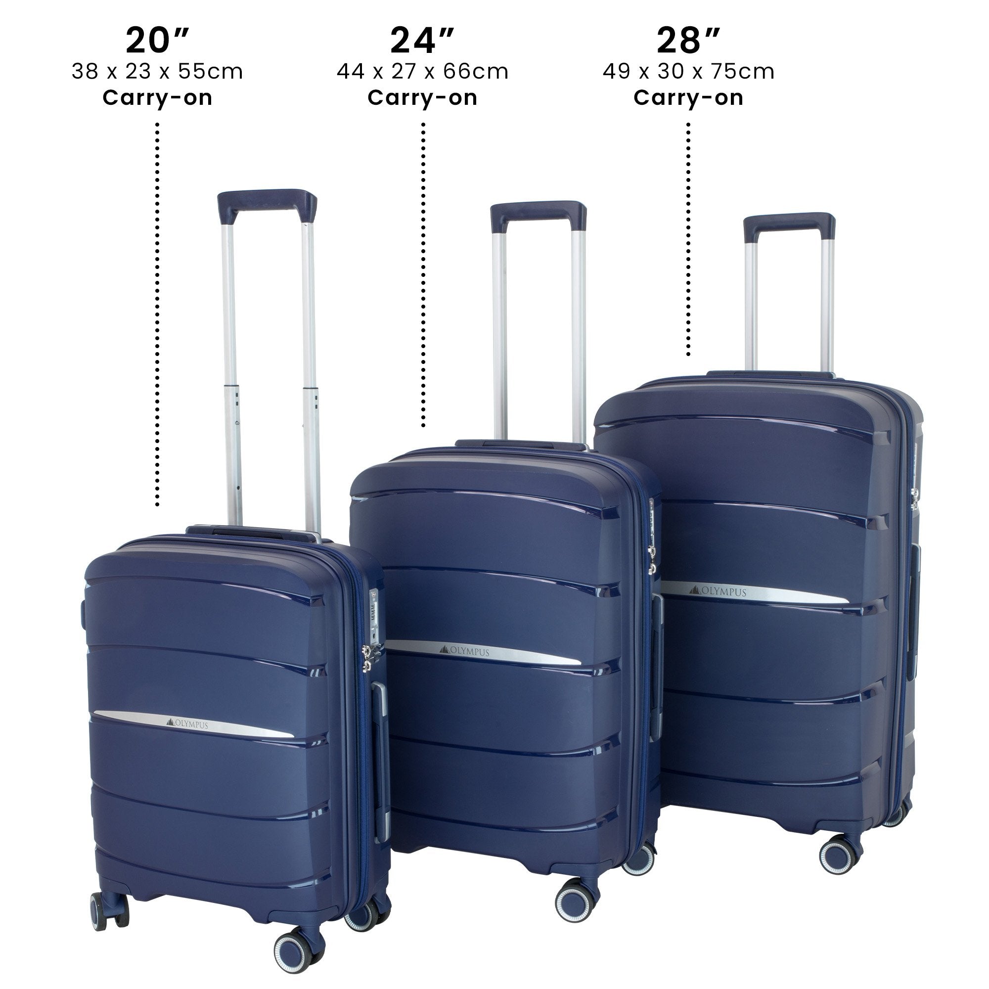 Luggage Set with Hard Shell ABS and PC Suitcases in Blue