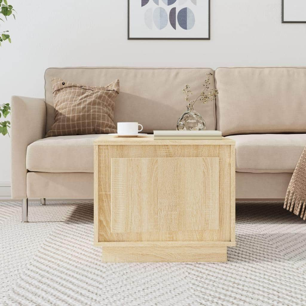 Luminous Haven: White Engineered Wood Coffee Table for Modern Charm