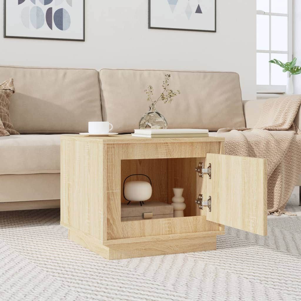 Luminous Haven: White Engineered Wood Coffee Table for Modern Charm