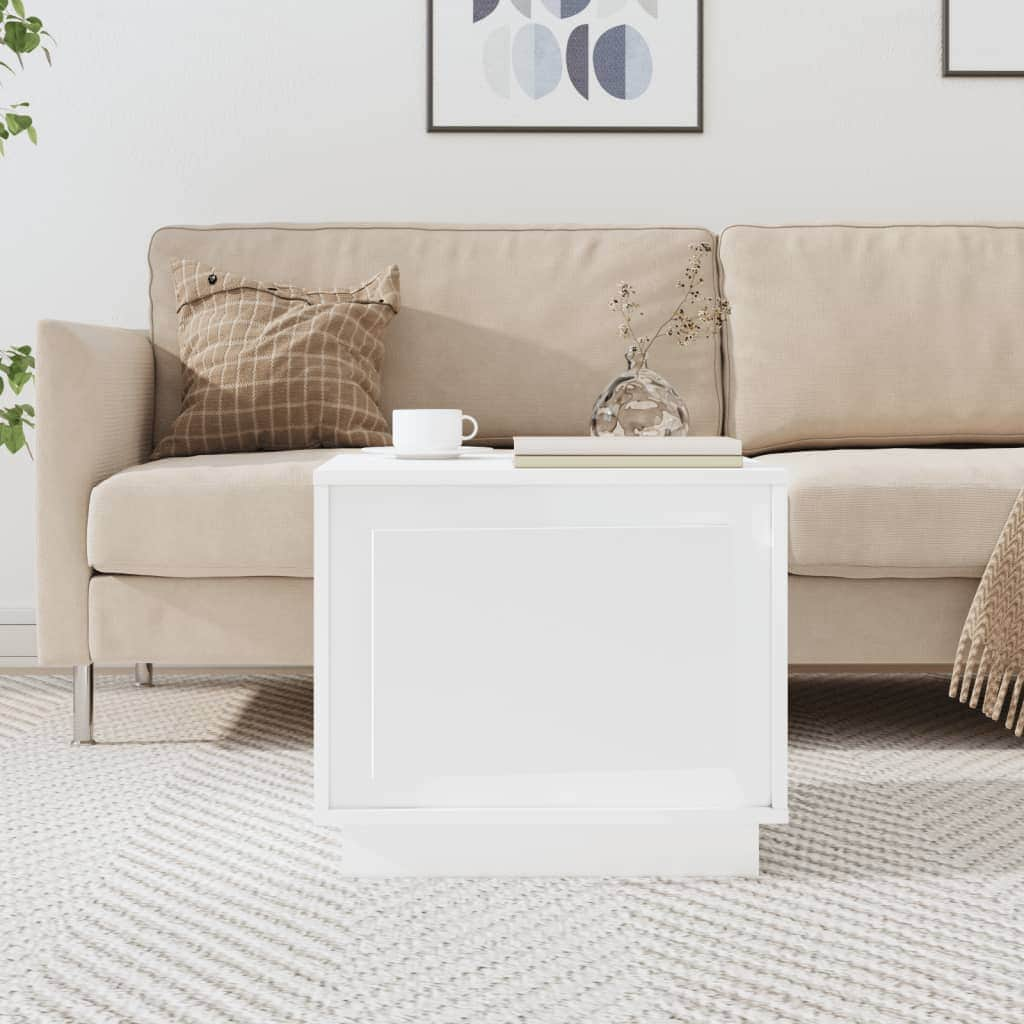 Luminous Haven: White Engineered Wood Coffee Table for Modern Charm