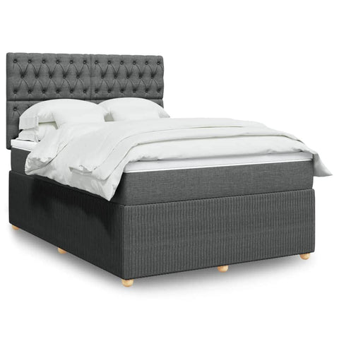 Luxurious Dark Grey Queen Box Spring Bed with Mattress