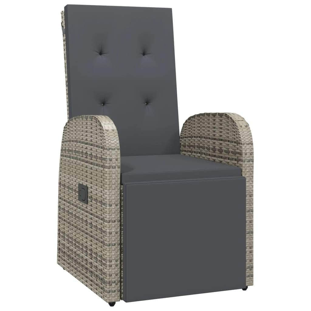 Luxurious Outdoor Entertaining: 3-Piece Cushioned Grey Poly Rattan Set