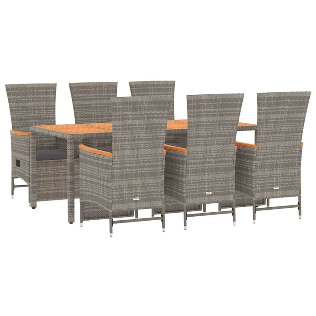 Luxurious Outdoor Entertaining: 7-Piece Cushioned Grey Poly Rattan Set