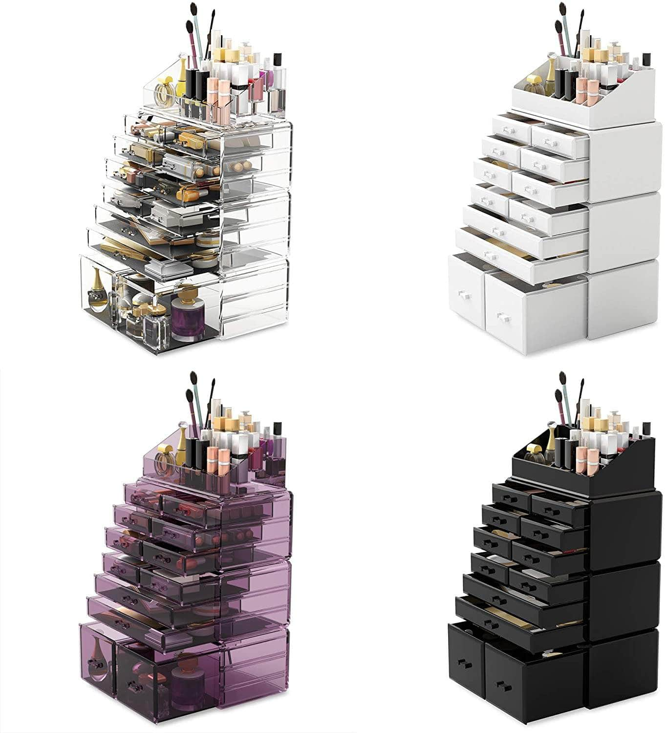 Makeup Cosmetic Organizer Storage With 12 Drawers Display Boxes (Clear)