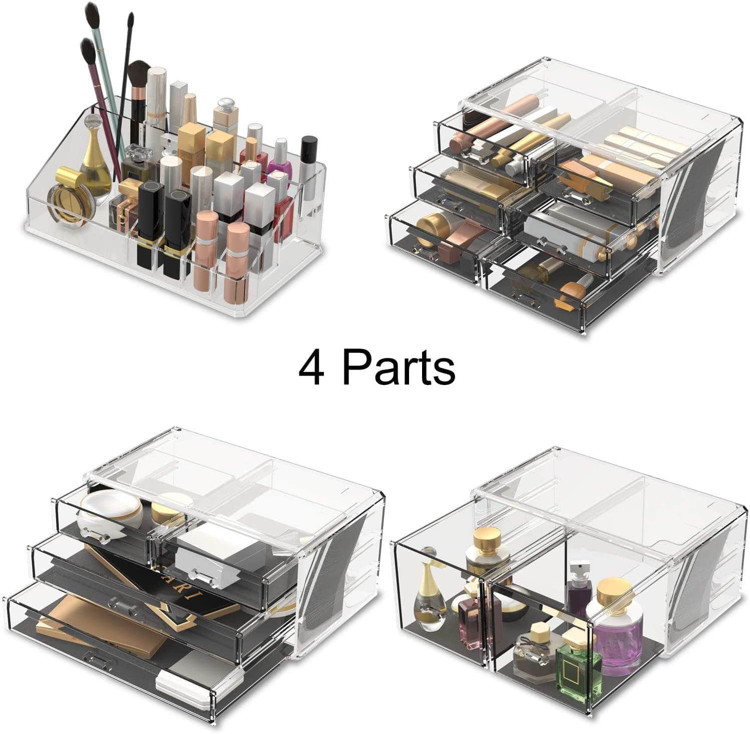 Makeup Cosmetic Organizer Storage With 12 Drawers Display Boxes (Clear)