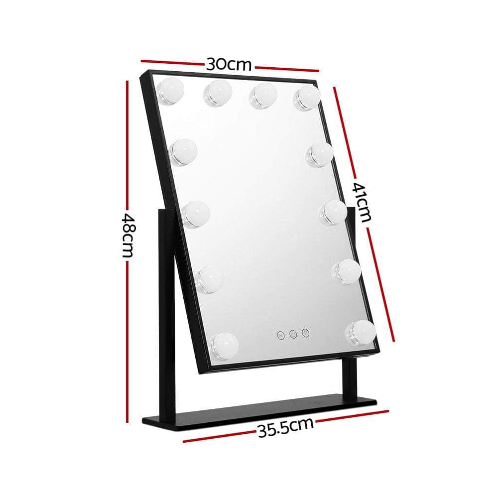 Makeup Mirror 30x48cm Hollywood Vanity with LED Light Rotation Tabletop